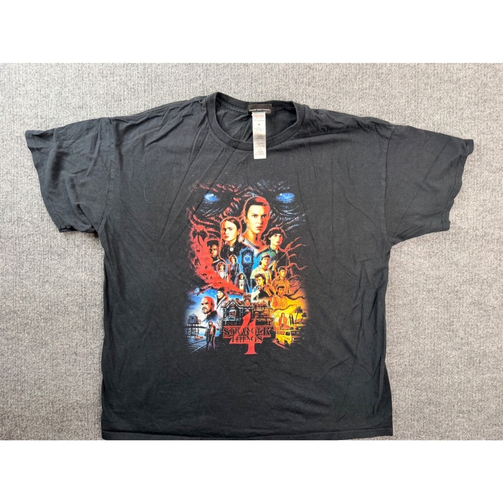 Stranger Things 4 Graphic Tee Mens Medium Black Cotton Netflix Series T-Shirt M